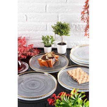 Dessert Plate Set (6 Pieces) Marsilya 6PTAY Transparent