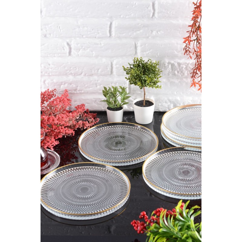 Dessert Plate Set (6 Pieces) Marsilya 6PTAY Transparent