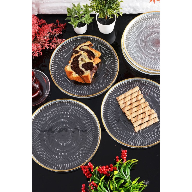 Dessert Plate Set (6 Pieces) Marsilya 6PTAY Transparent