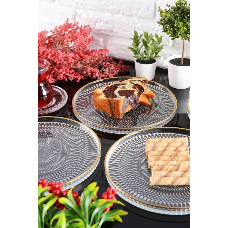 Dessert Plate Set (6 Pieces) Marsilya 6PTAY Transparent