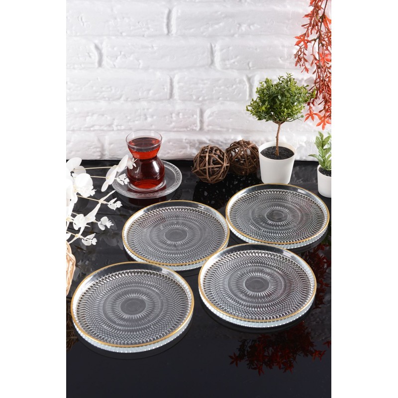 Dessert Plate Set (4 Pieces) Marsilya 4PTAY Transparent