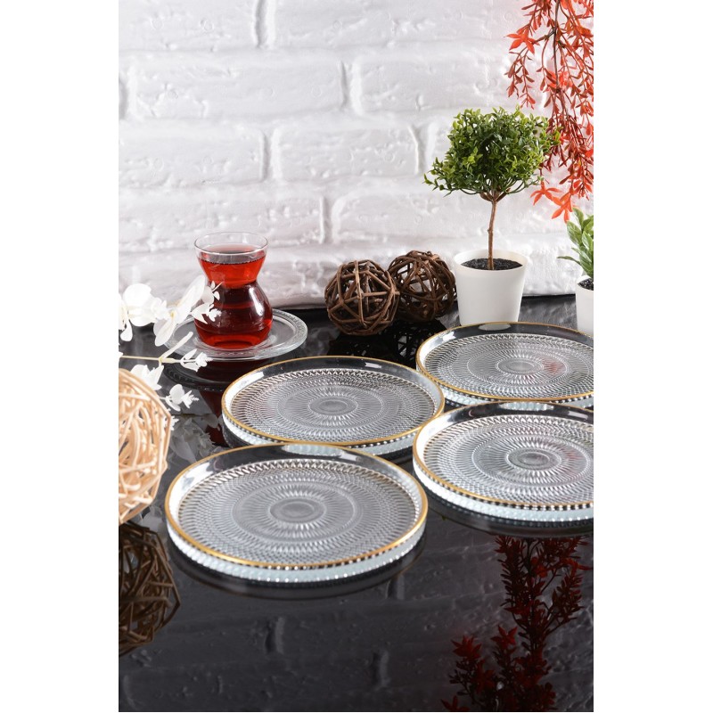 Dessert Plate Set (4 Pieces) Marsilya 4PTAY Transparent