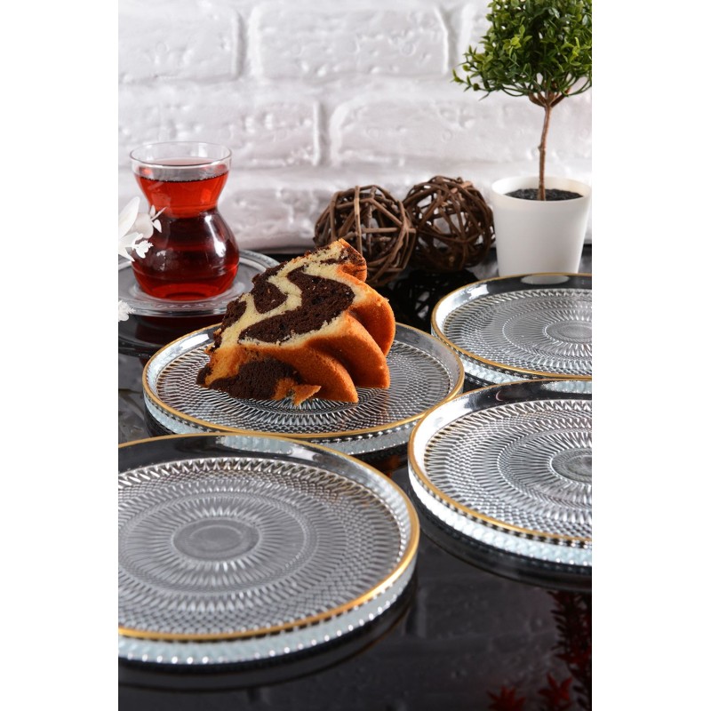 Dessert Plate Set (4 Pieces) Marsilya 4PTAY Transparent