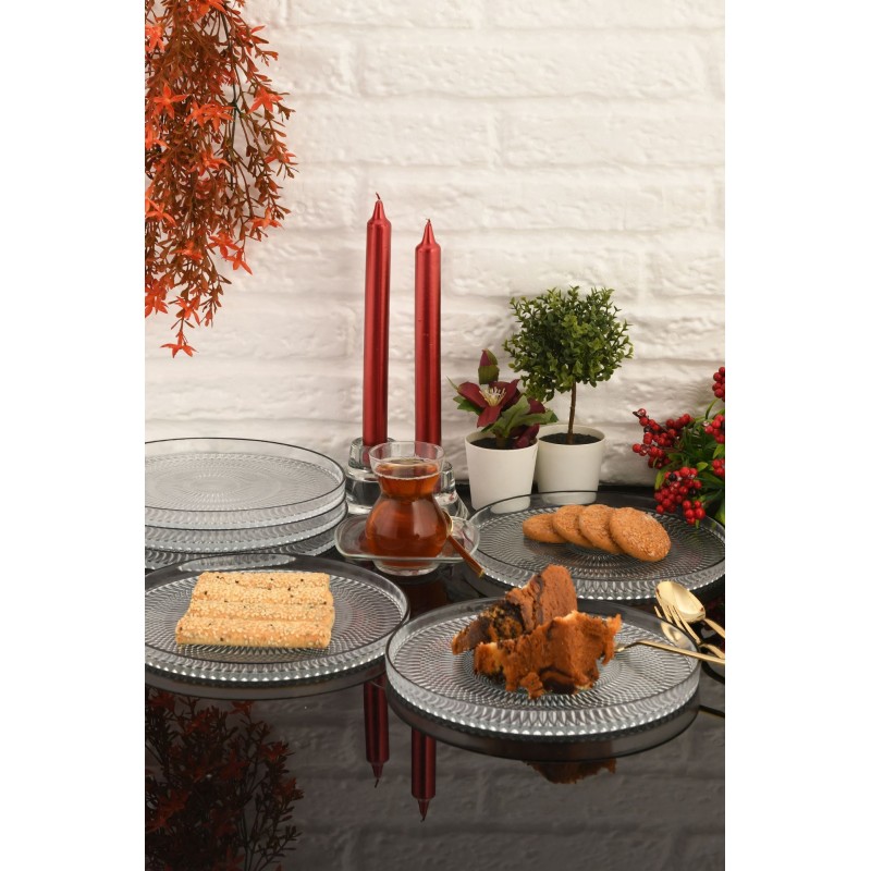 Dessert Plate Set (6 Pieces) Marsilya 6PTSB Transparent