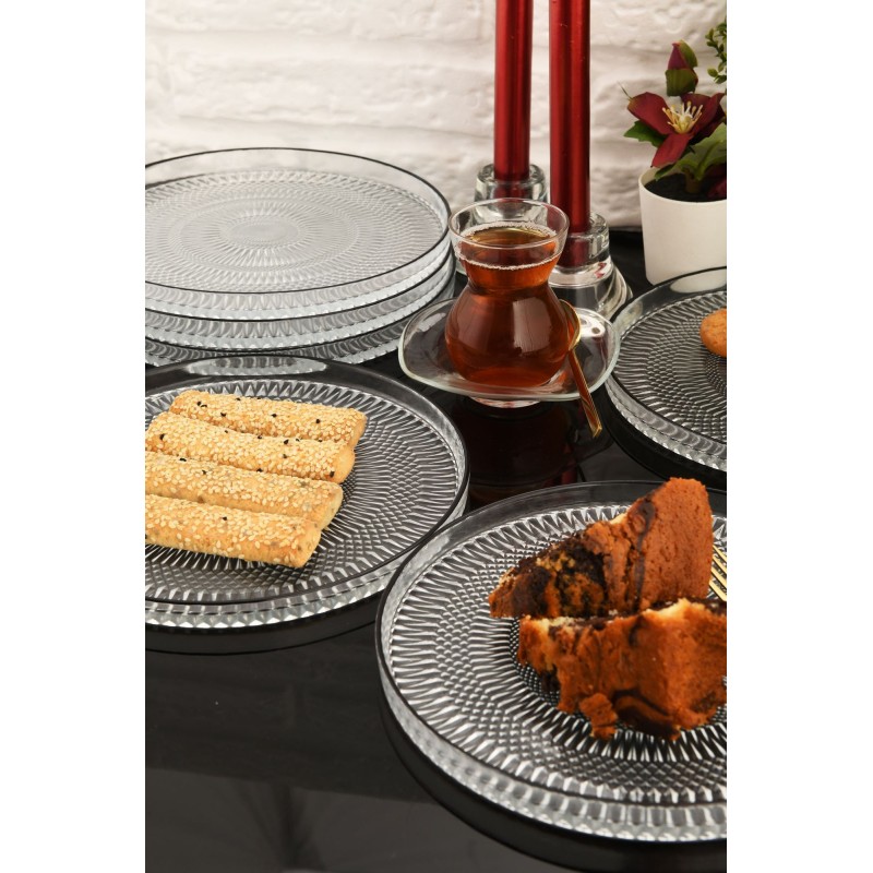 Dessert Plate Set (6 Pieces) Marsilya 6PTSB Transparent