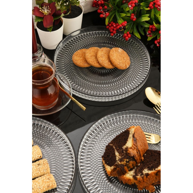 Dessert Plate Set (6 Pieces) Marsilya 6PTSB Transparent