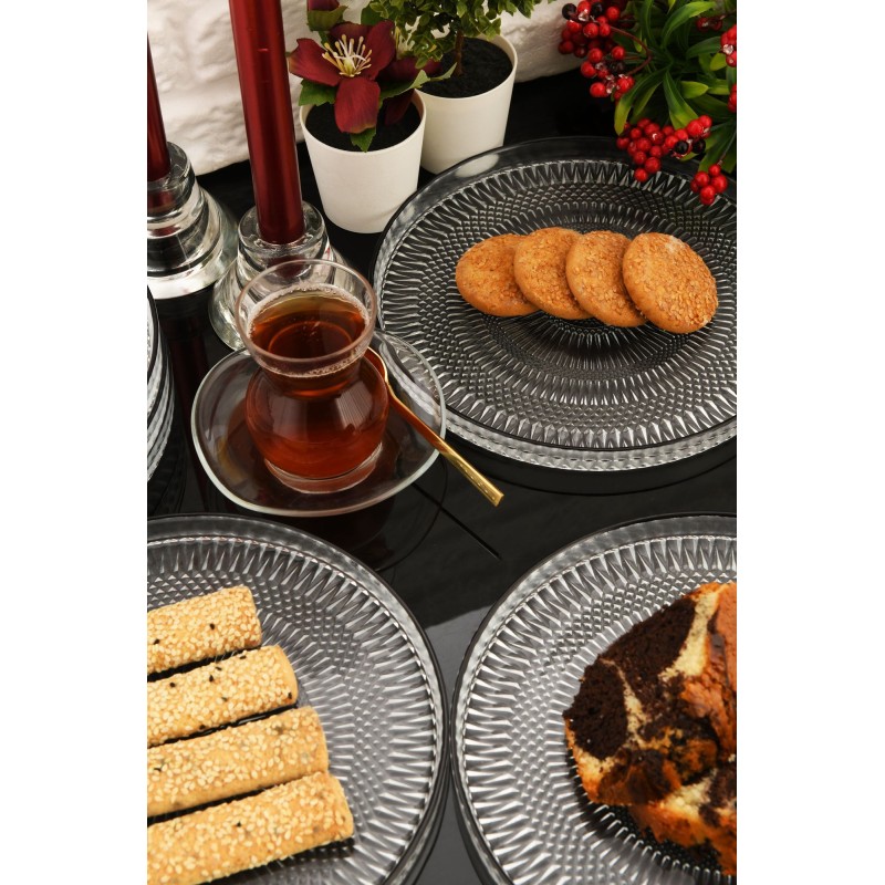 Dessert Plate Set (6 Pieces) Marsilya 6PTSB Transparent