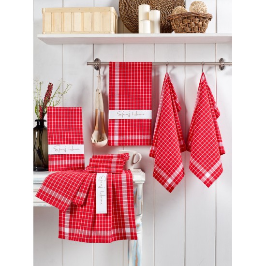 Hermia Wash Towel Set (10 Pieces) Küp - Red Red
White