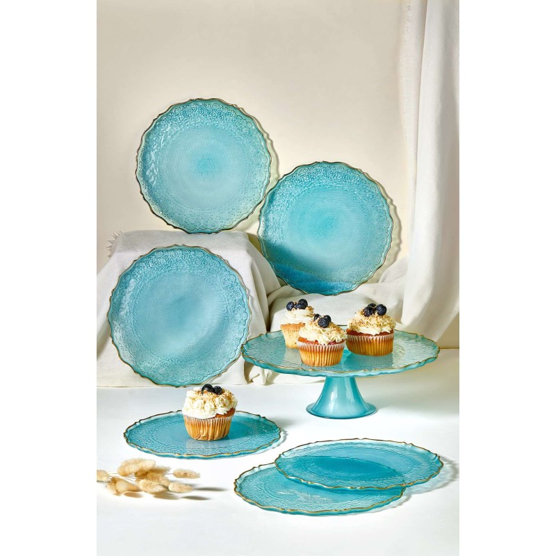 Dessert Plate Set (7 Pieces) Goblen - Turquoise Turquoise