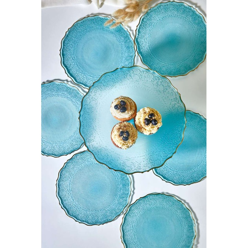 Dessert Plate Set (7 Pieces) Goblen - Turquoise Turquoise