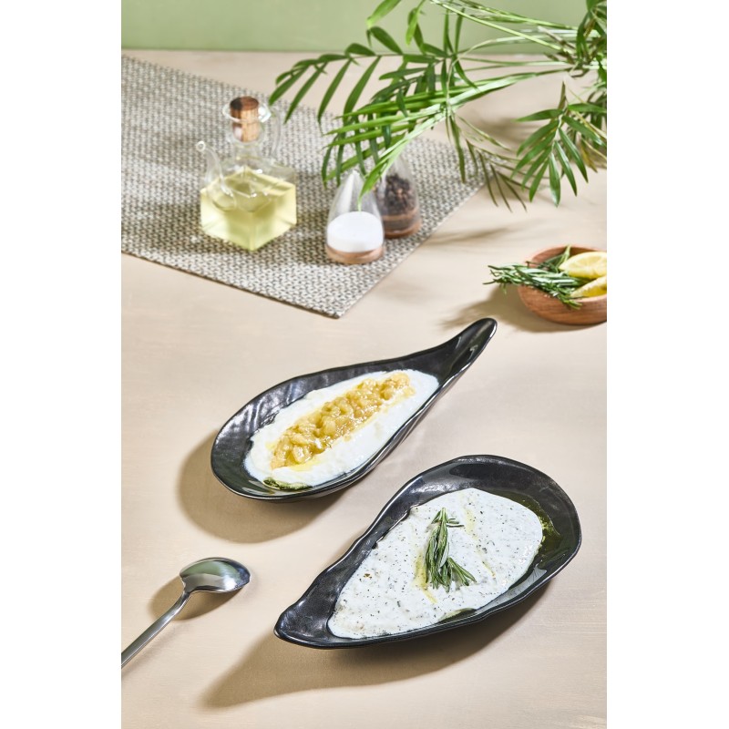 Service Plate Set (2 Pieces) İstiridye - Black Black