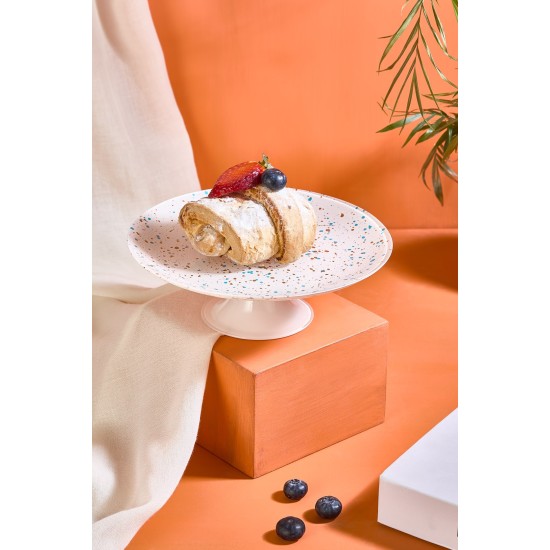 Cake Serving Plate Punti 21 - White White Cake Serving Plate Punti 21 - White White
