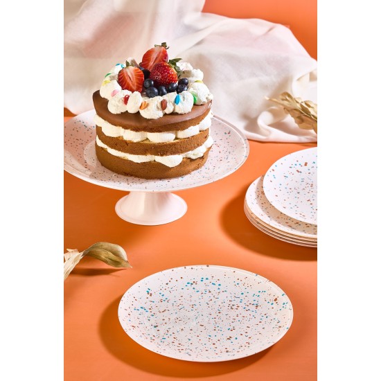 Dessert Plate Set (7 Pieces) Punti - White White Dessert Plate Set (7 Pieces) Punti - White White