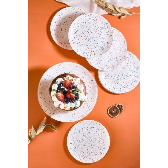 Dessert Plate Set (7 Pieces) Punti - White White Dessert Plate Set (7 Pieces) Punti - White White