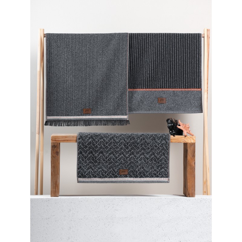 Lessentiel Hand Towel Set (3 Pieces) Denim - Anthracite Anthracite