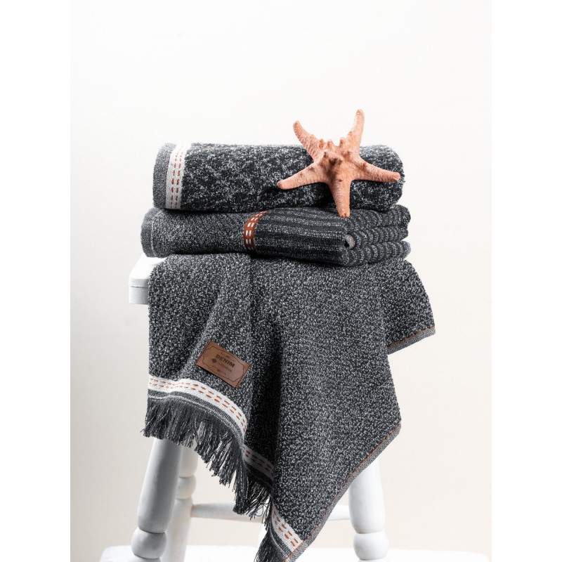 Lessentiel Hand Towel Set (3 Pieces) Denim - Anthracite Anthracite