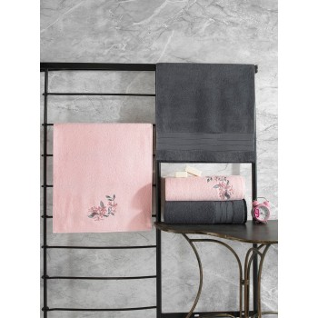 Towel Set (4 Pieces) Hamam Setı Colorful - Anthracite, Pink Anthracite
Pink