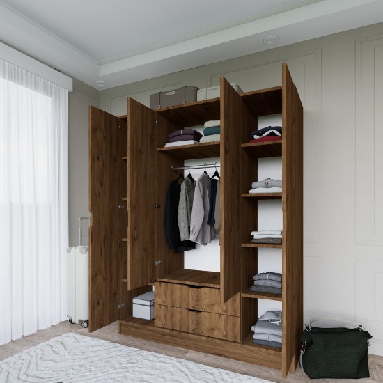 Wardrobe 1600-140 - Walnut Walnut Wardrobe 1600-140 - Walnut Walnut