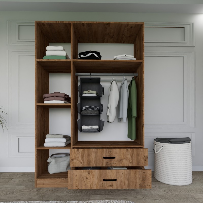 Ντουλάπα Ρούχων - Yaman - Χρώμα Καρυδί - 120x45x181εκ