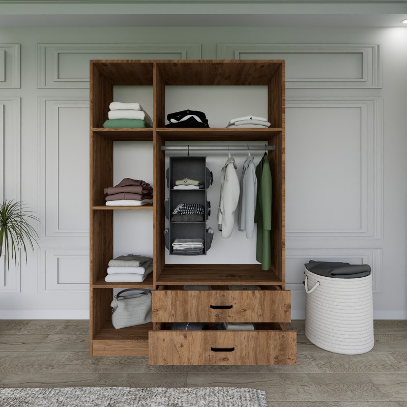 Ντουλάπα Ρούχων - Yaman - Χρώμα Καρυδί - 120x45x181εκ