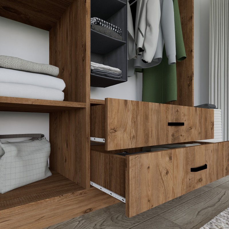 Ντουλάπα Ρούχων - Yaman - Χρώμα Καρυδί - 120x45x181εκ