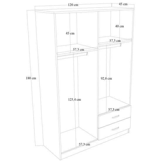 Wardrobe Yaman 1600-033 - White Matte White Wardrobe Yaman 1600-033 - White Matte White