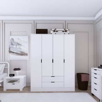 Wardrobe Duru 4 Door 1600-017 Matte White