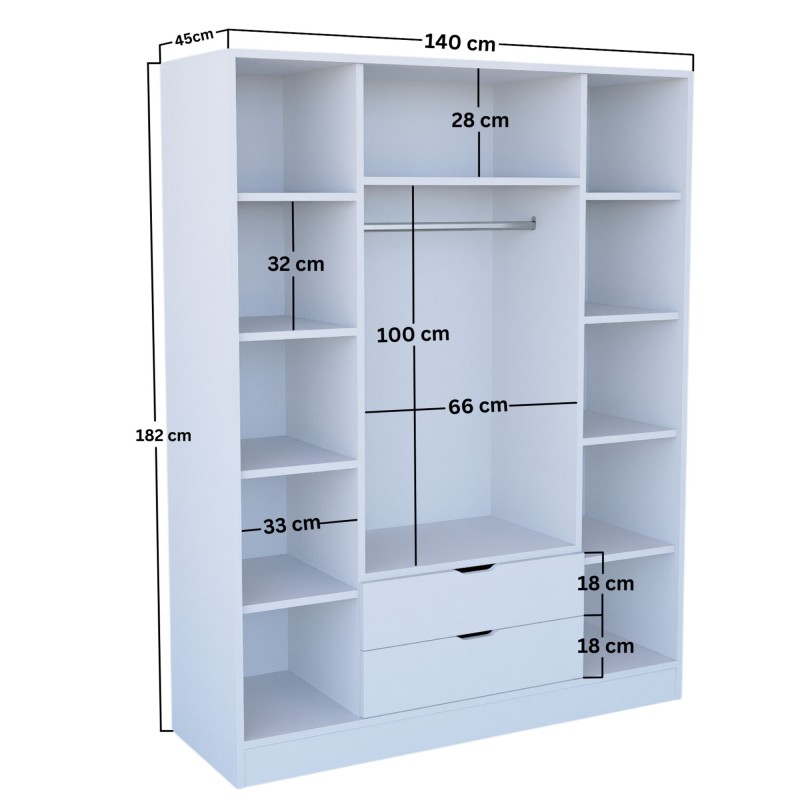 Wardrobe Duru 4 Door 1600-017 Matte White