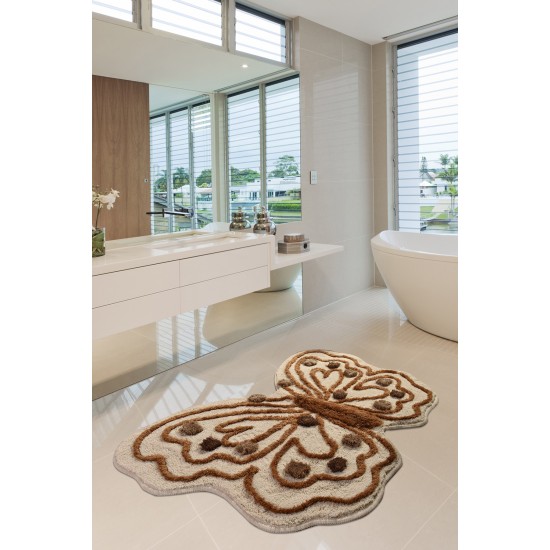 Lessentiel Acrylic Bathmat Kelebek - Brown Multicolor