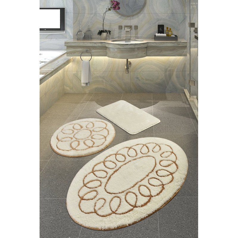 Lessentiel Acrylic Bathmat Set (3 Pieces) Safir - Ecru Multicolor