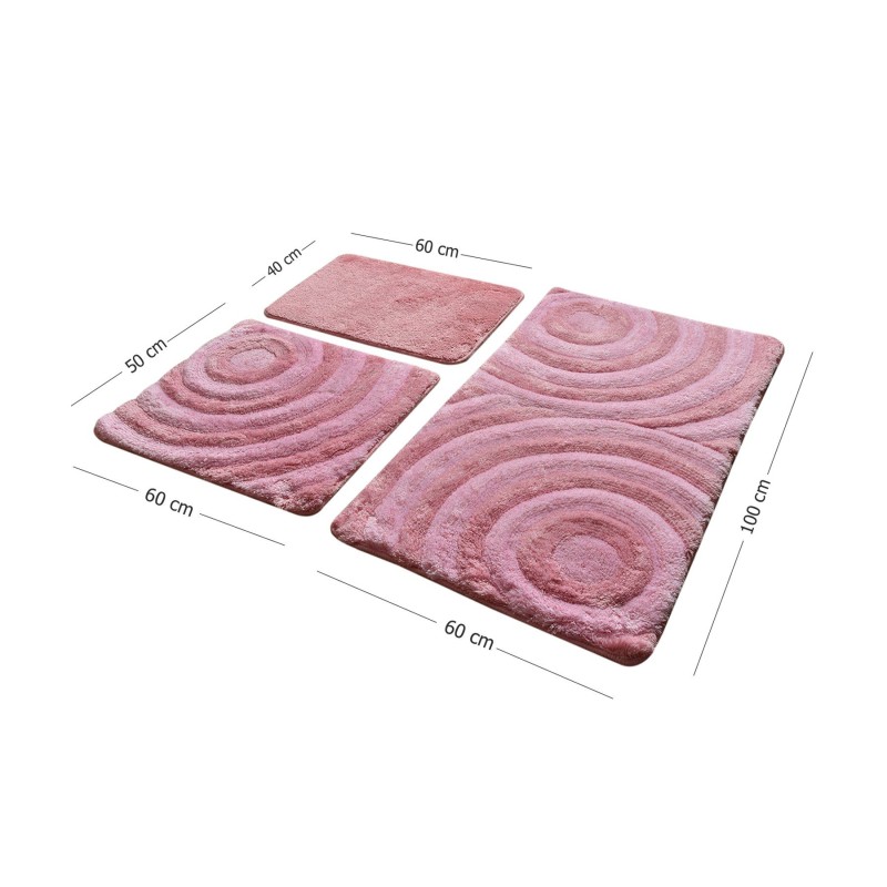 Lessentiel Acrylic Bathmat Set (3 Pieces) Wave - Powder Powder