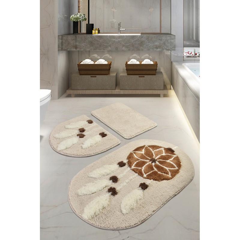 Lessentiel Acrylic Bathmat Set (3 Pieces) Rüya - Brown Multicolor