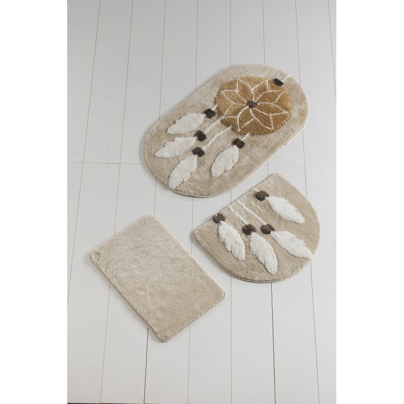 Lessentiel Acrylic Bathmat Set (3 Pieces) Rüya - Brown Multicolor