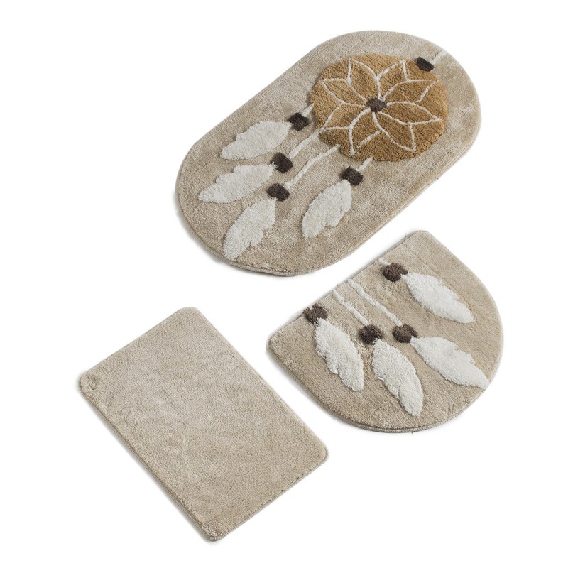 Lessentiel Acrylic Bathmat Set (3 Pieces) Rüya - Brown Multicolor