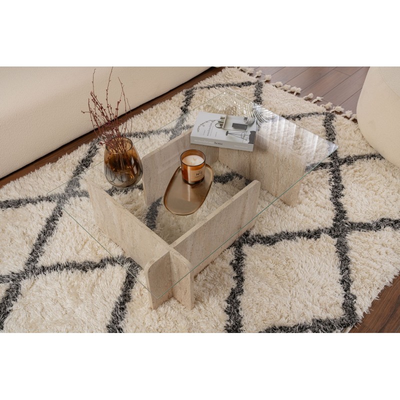 Hanah Home Coffee Table Flavio - Travertine Travertine Marble