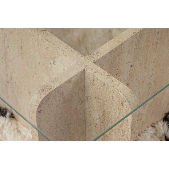 Coffee Table Flavio - Travertine Travertine Marble Hanah Home Coffee Table Flavio - Travertine Travertine Marble