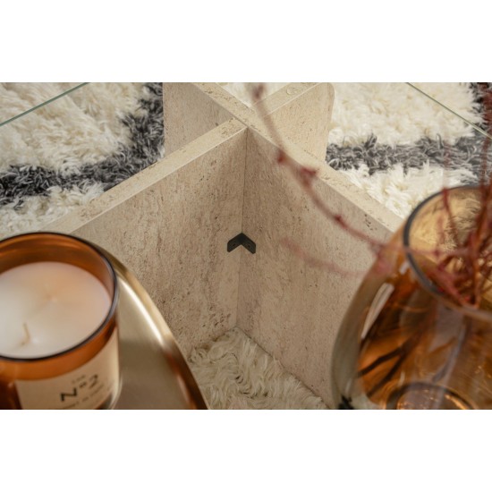 Coffee Table Flavio - Travertine Travertine Marble Hanah Home Coffee Table Flavio - Travertine Travertine Marble