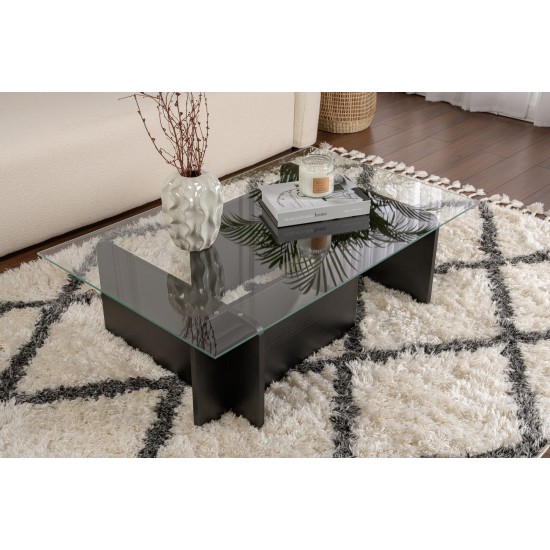 Coffee Table Flavio - Wooden Black Wooden Black Hanah Home Coffee Table Flavio - Wooden Black Wooden Black