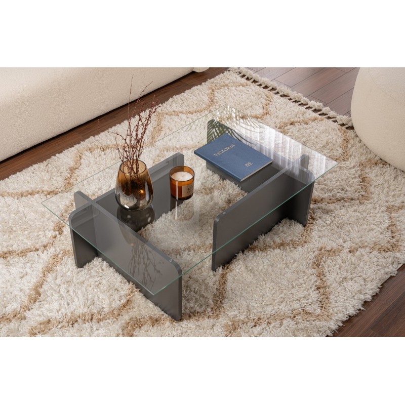 Τραπέζι Σαλονιού Flavio - Χρώμα Ανθρακί - 105x65x30εκ