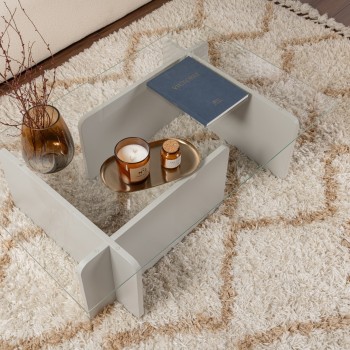 Τραπέζι Σαλονιού - Flavio - Χρώμα Γκρι -105x65x30εκ