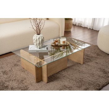 Τραπέζι Σαλονιού Flavio - Ανοιχτό Φυσικό Δρυς -105x65x30εκ