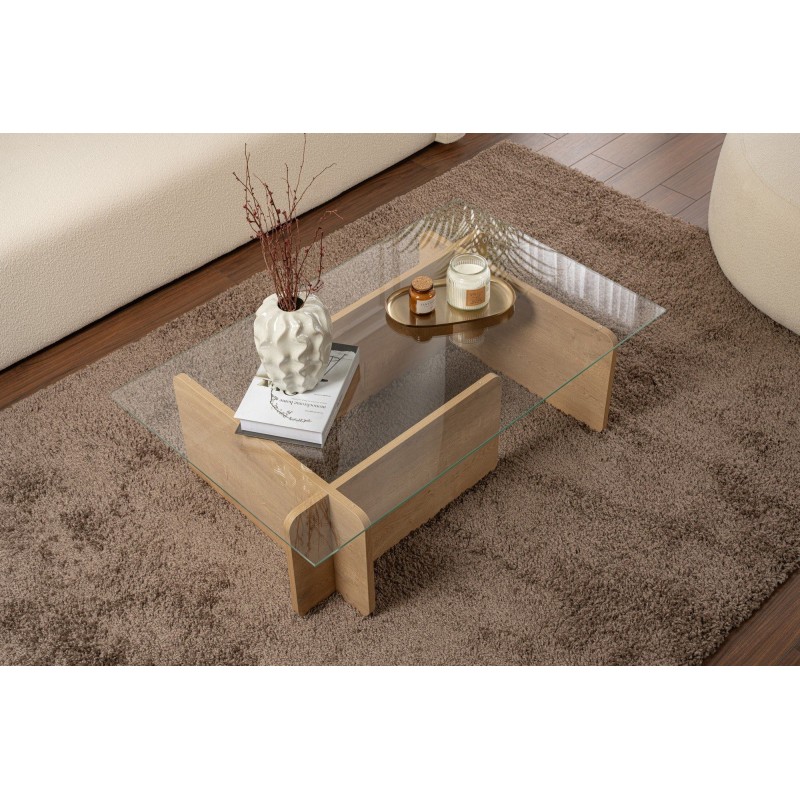 Τραπέζι Σαλονιού Flavio - Ανοιχτό Φυσικό Δρυς -105x65x30εκ