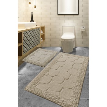 Bathmat Set (2 Pieces) Stone - Beige Multicolor