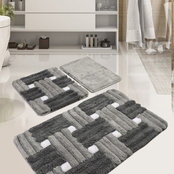 Acrylic Bathmat Set (3 Pieces) Piazza - Grey Multicolor