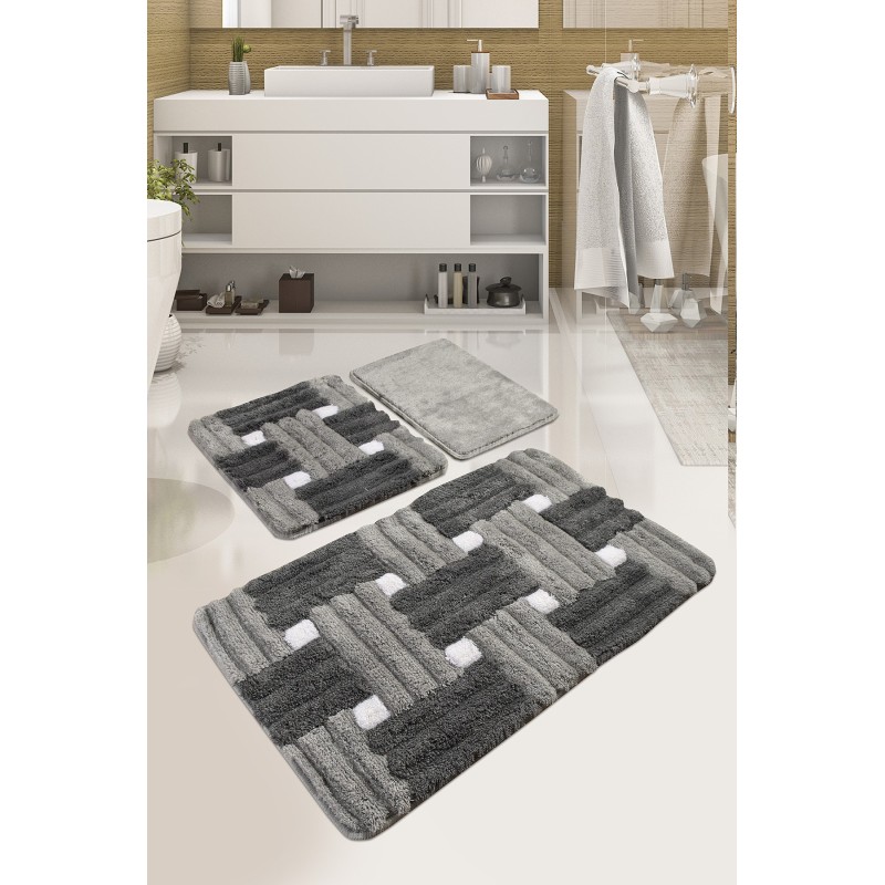 Lessentiel Acrylic Bathmat Set (3 Pieces) Piazza - Grey Multicolor