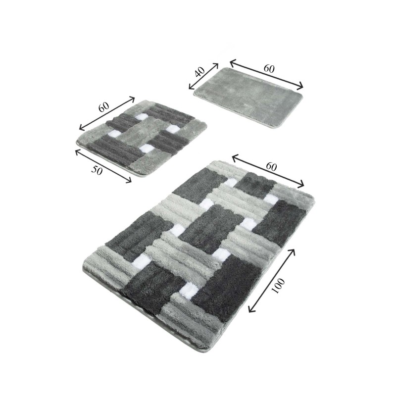 Lessentiel Acrylic Bathmat Set (3 Pieces) Piazza - Grey Multicolor