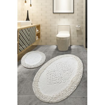 Bathmat Set (2 Pieces) Piante Oval - Ecru Multicolor