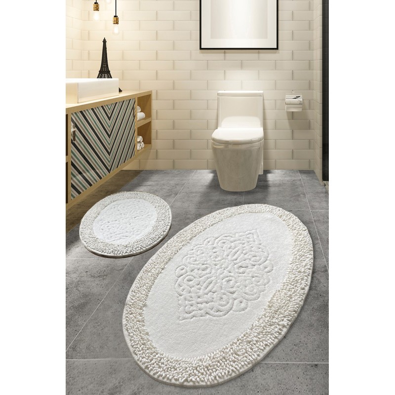 Lessentiel Bathmat Set (2 Pieces) Piante Oval - Ecru Multicolor