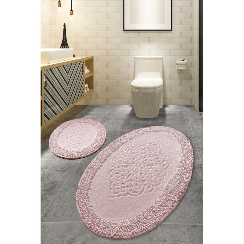 Lessentiel Bathmat Set (2 Pieces) Piante Oval - Pink Multicolor