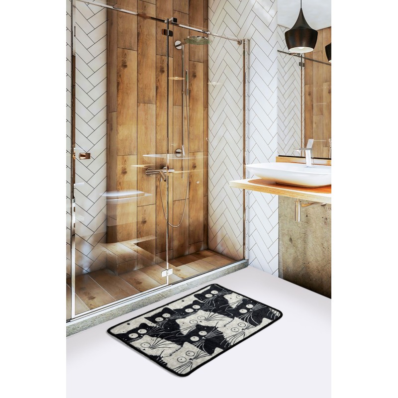 Lessentiel Bathmat White Cats Djt Multicolor